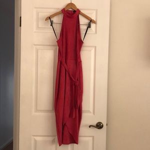 Pink Suede Misguided Dress Halter Neck